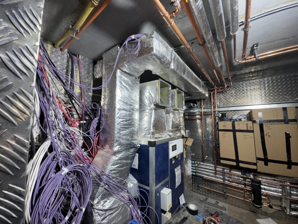 Plant room equipment in Hampstead project