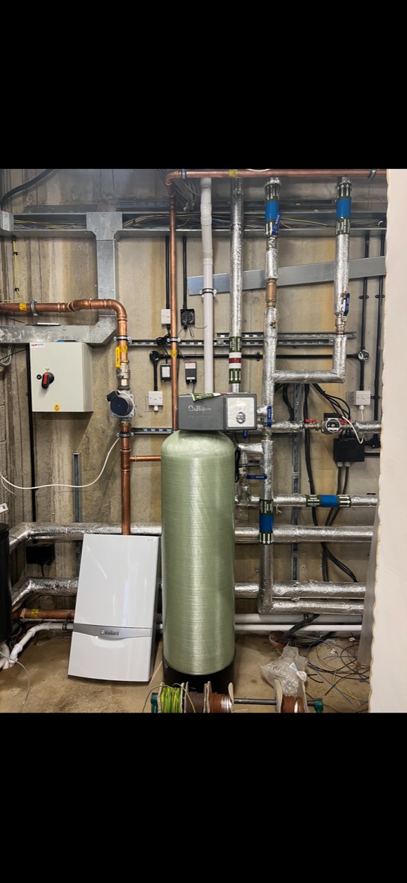 Northwood plant room pipework during assembly