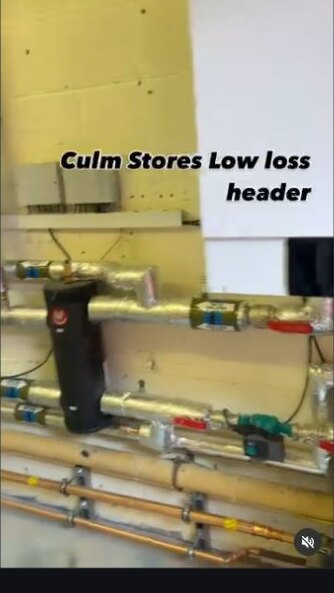 Culm Stores low-loss header in the Dorset school plant room